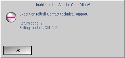 OpenOffice 4.1.2 Fehlermeldung beim Start.