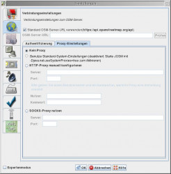 JOSM Proxy-Einstellungen