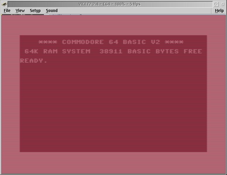 C64 Startbildschirm bei VICE2 unkorrigiert